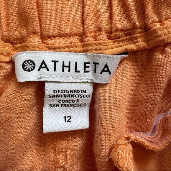 Athleta Womens 12 Cabo Linen Jogger in Orange Elastic Waistband Drawstring - Picture 5 of 10